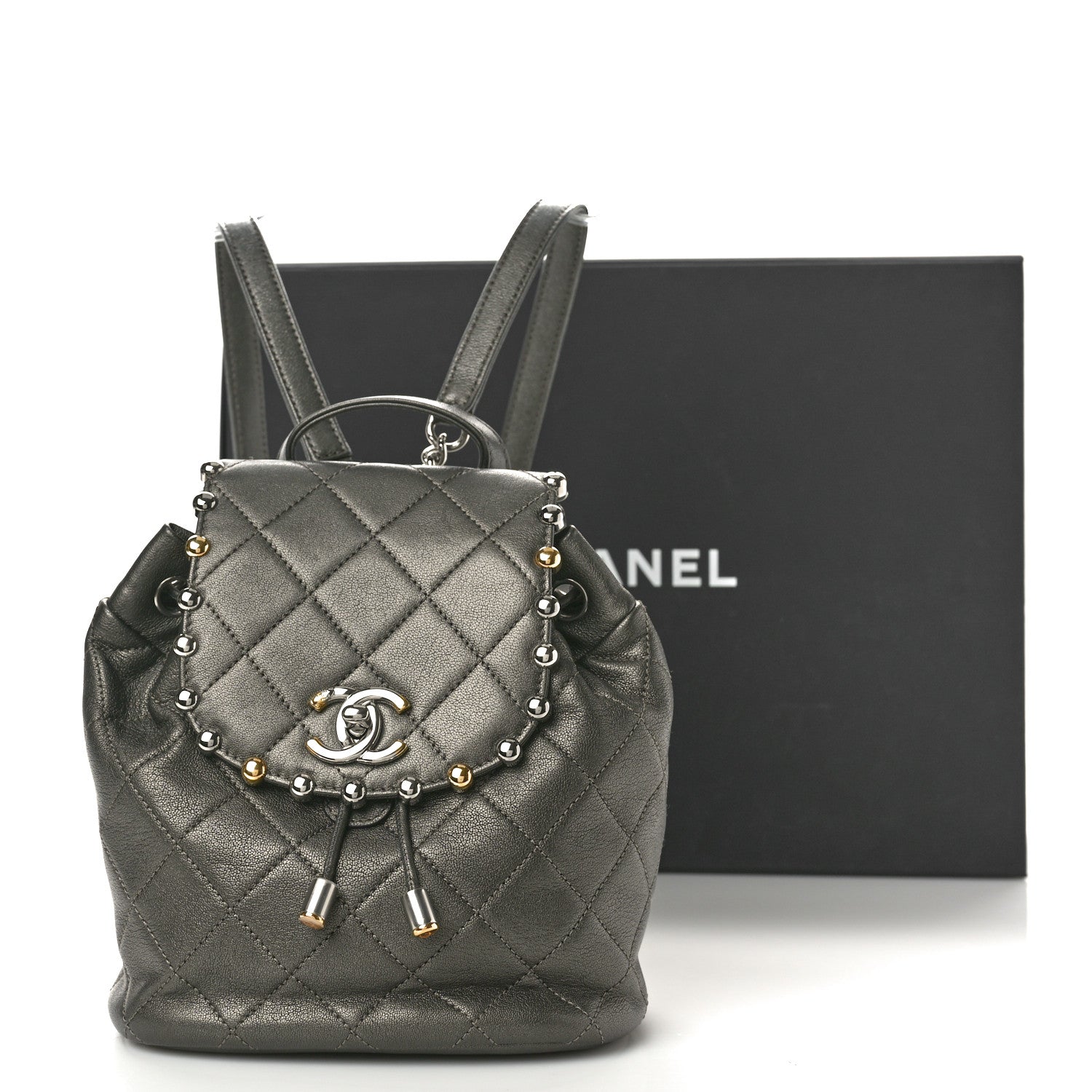 Chanel Goatskin Quilted Metallic Bubble Backpack Silver 11 of 11