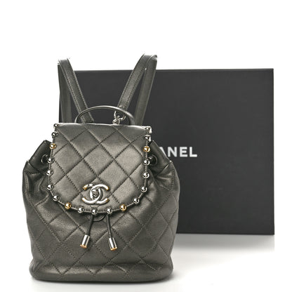 Chanel Goatskin Quilted Metallic Bubble Backpack Silver 11 of 11