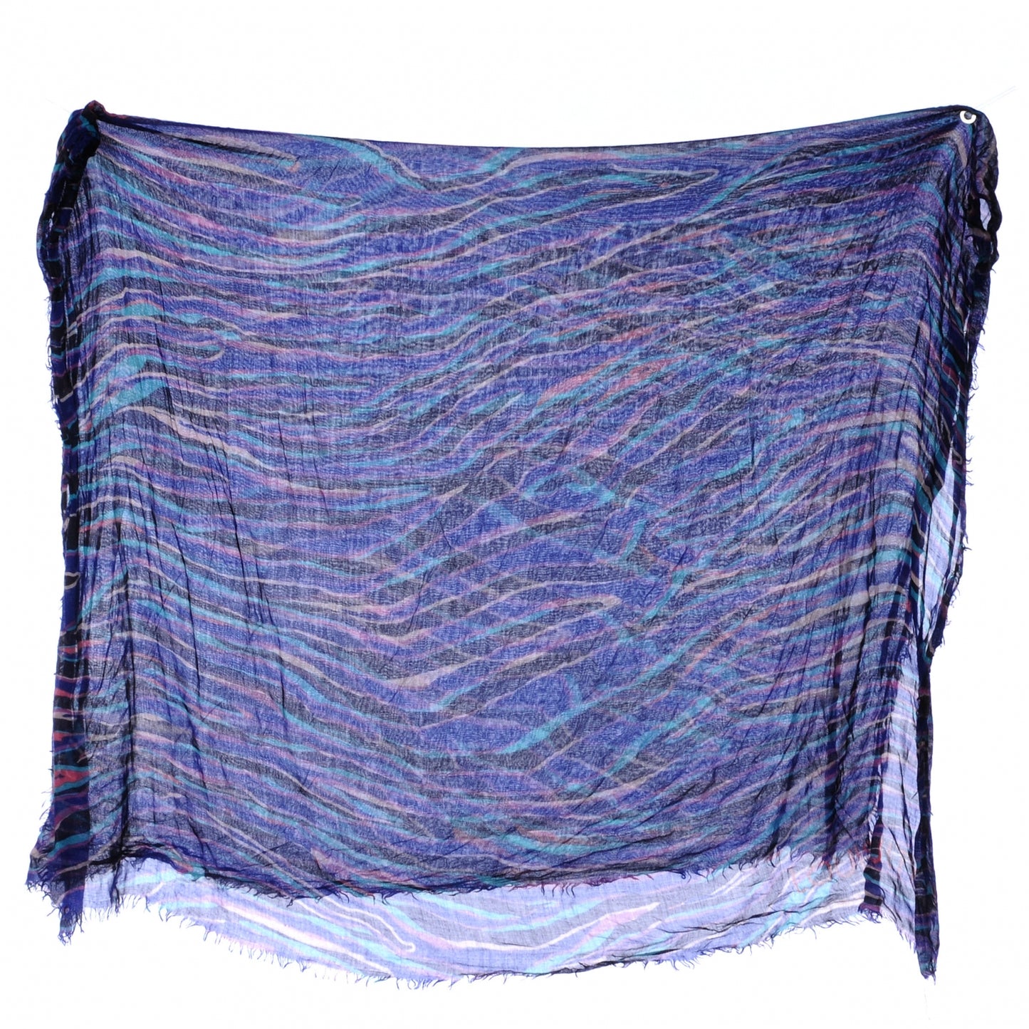 Cashmere Silk Zebra Stole Blue Lagon