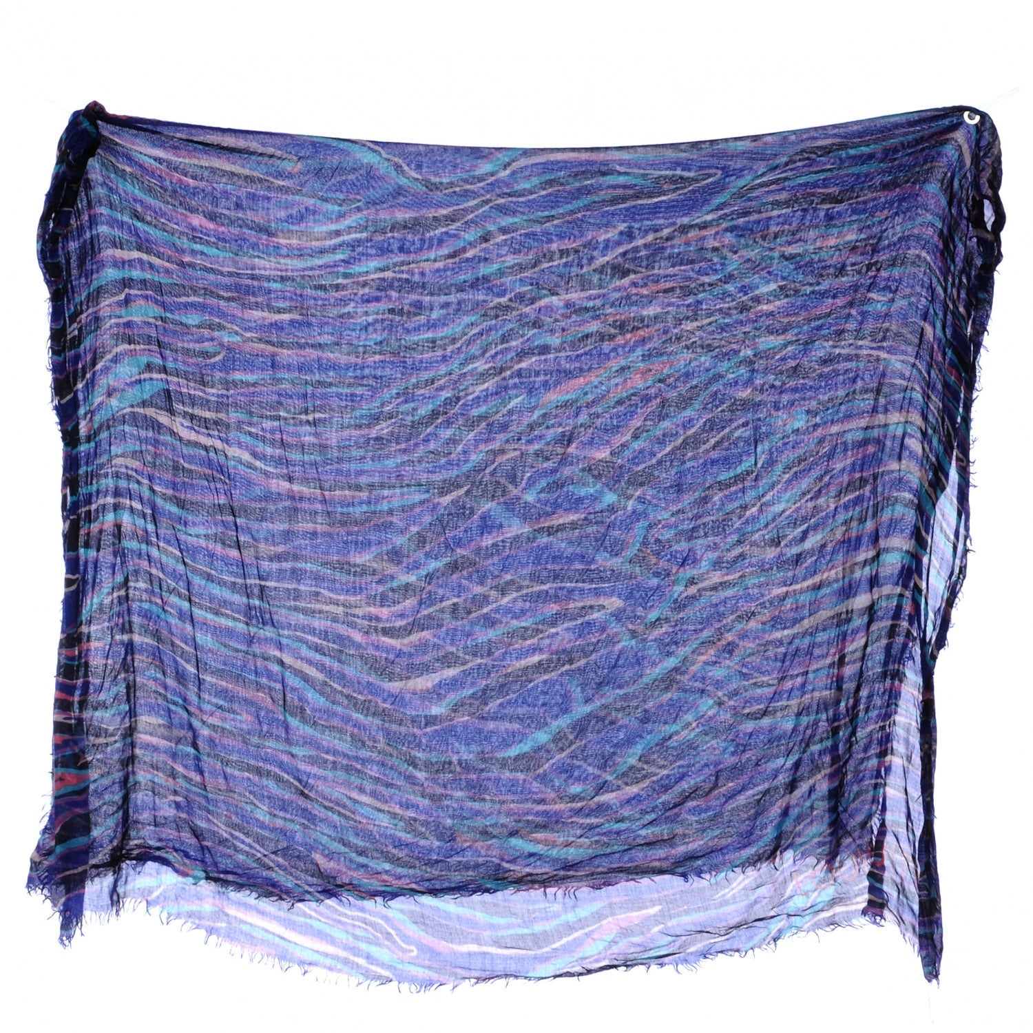 Louis Vuitton Cashmere Silk Zebra Stole Blue Lagon 2 of 5
