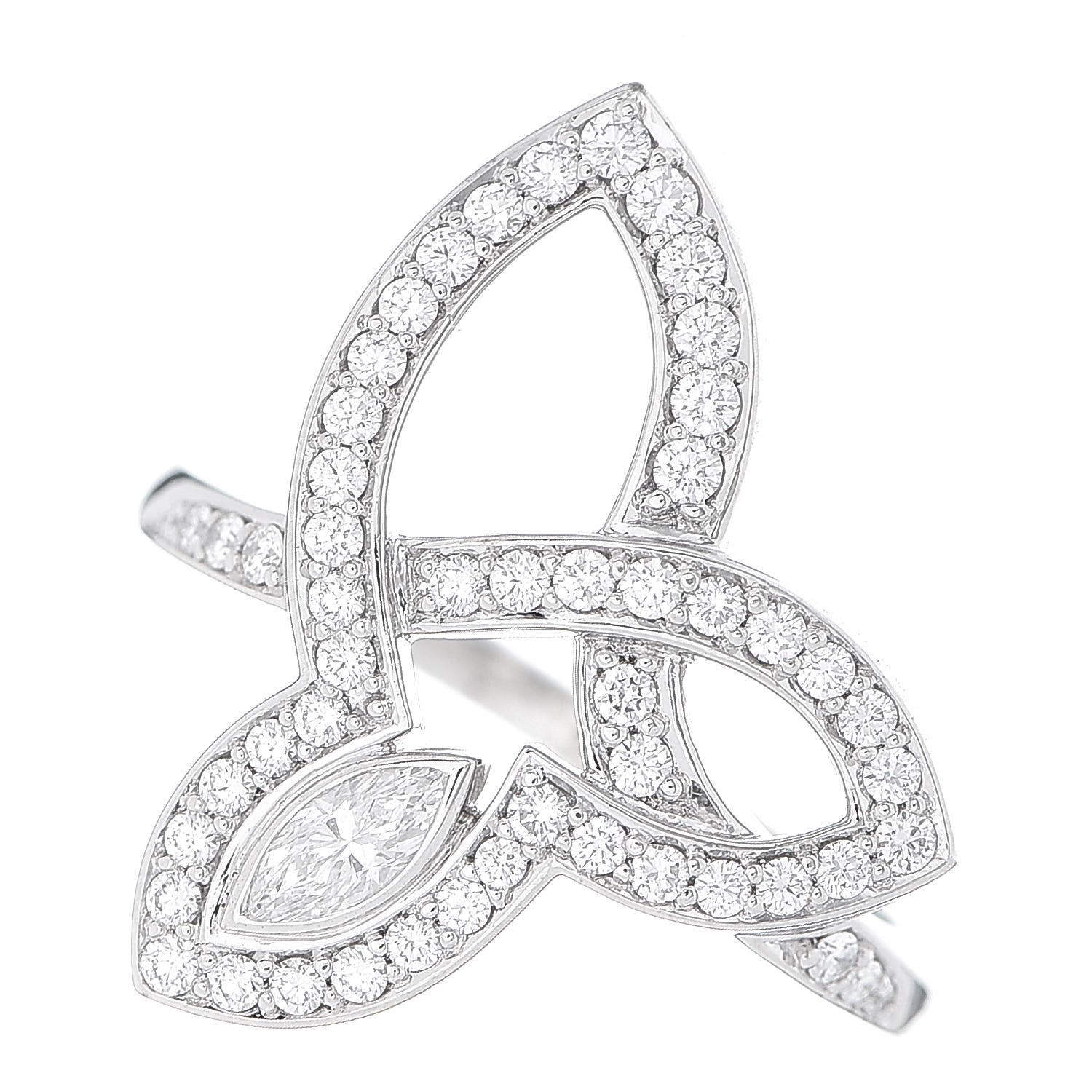 Harry Winston Platinum Diamond Lily Cluster Ring 48 4.5 1 of 5