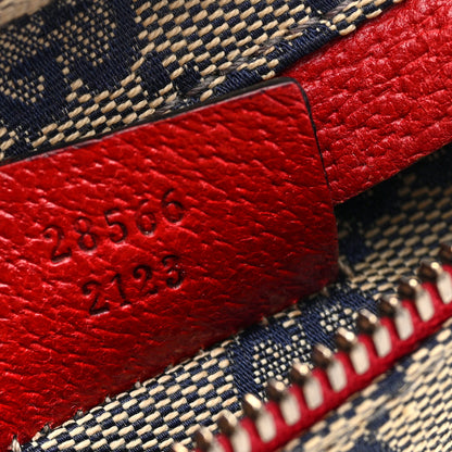 Gucci GG Monogram Web Double Pocket Belt Bag Navy Red 7 of 10