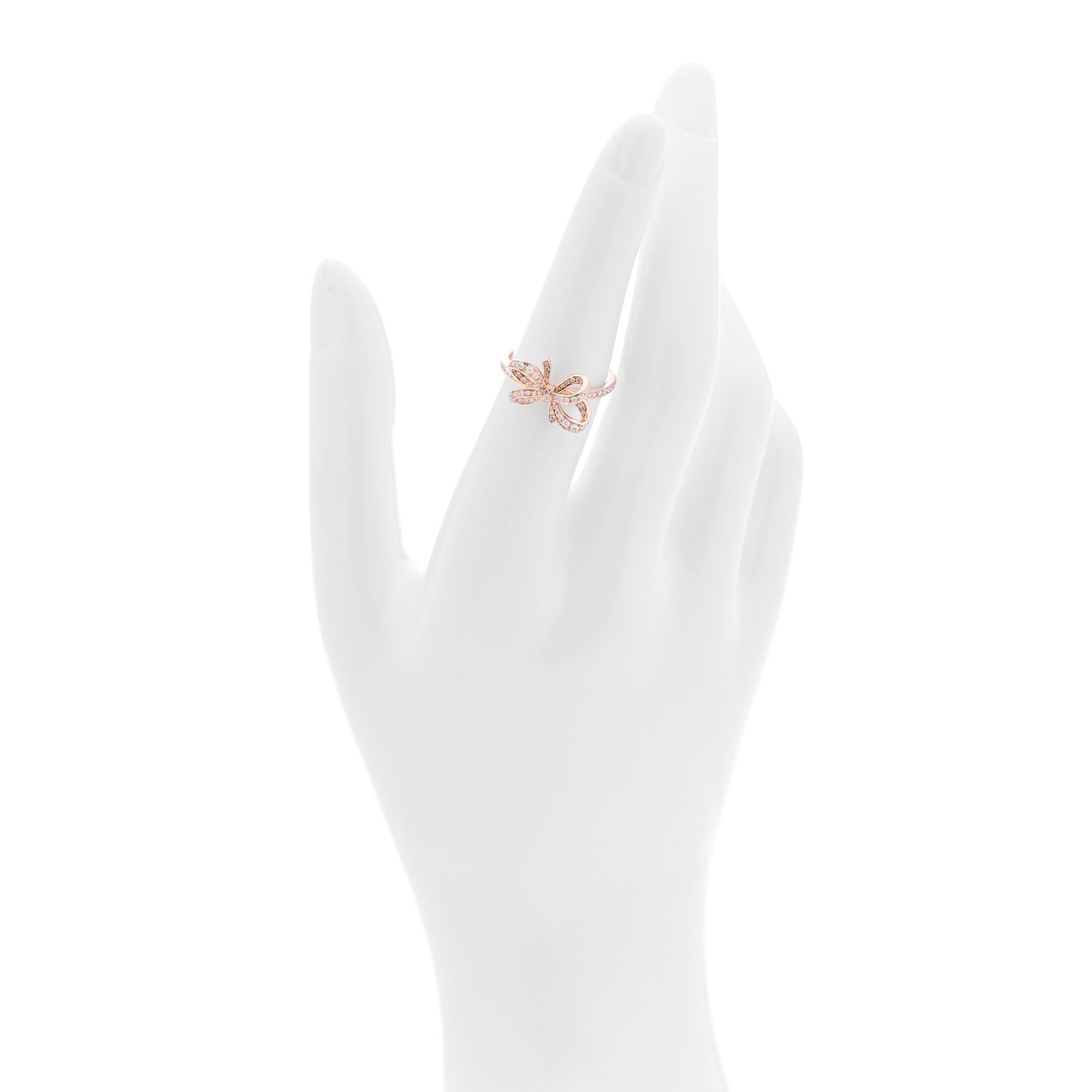 18K Rose Gold Diamond .20ct Double Bow Ring 53 6.25