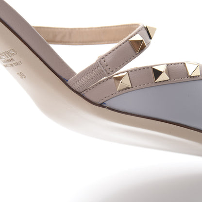 Valentino Garavani Calfskin Nappa Rockstud Cross Strap 50mm Mules 39 Pastel Grey Poudre 10 of 12
