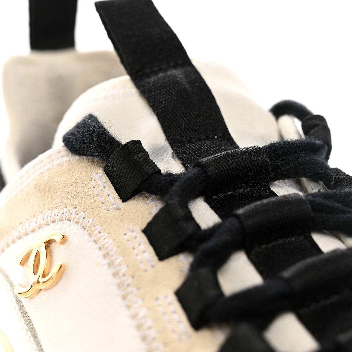 Chanel Velvet Calfskin Mixed Fibers CC Sneakers 36 Ivory Black 22 of 22