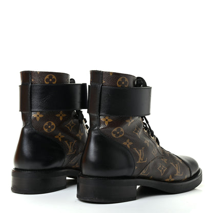 Louis Vuitton Monogram Calfskin Wonderland Flat Ranger Boots 40 Black 4 of 9