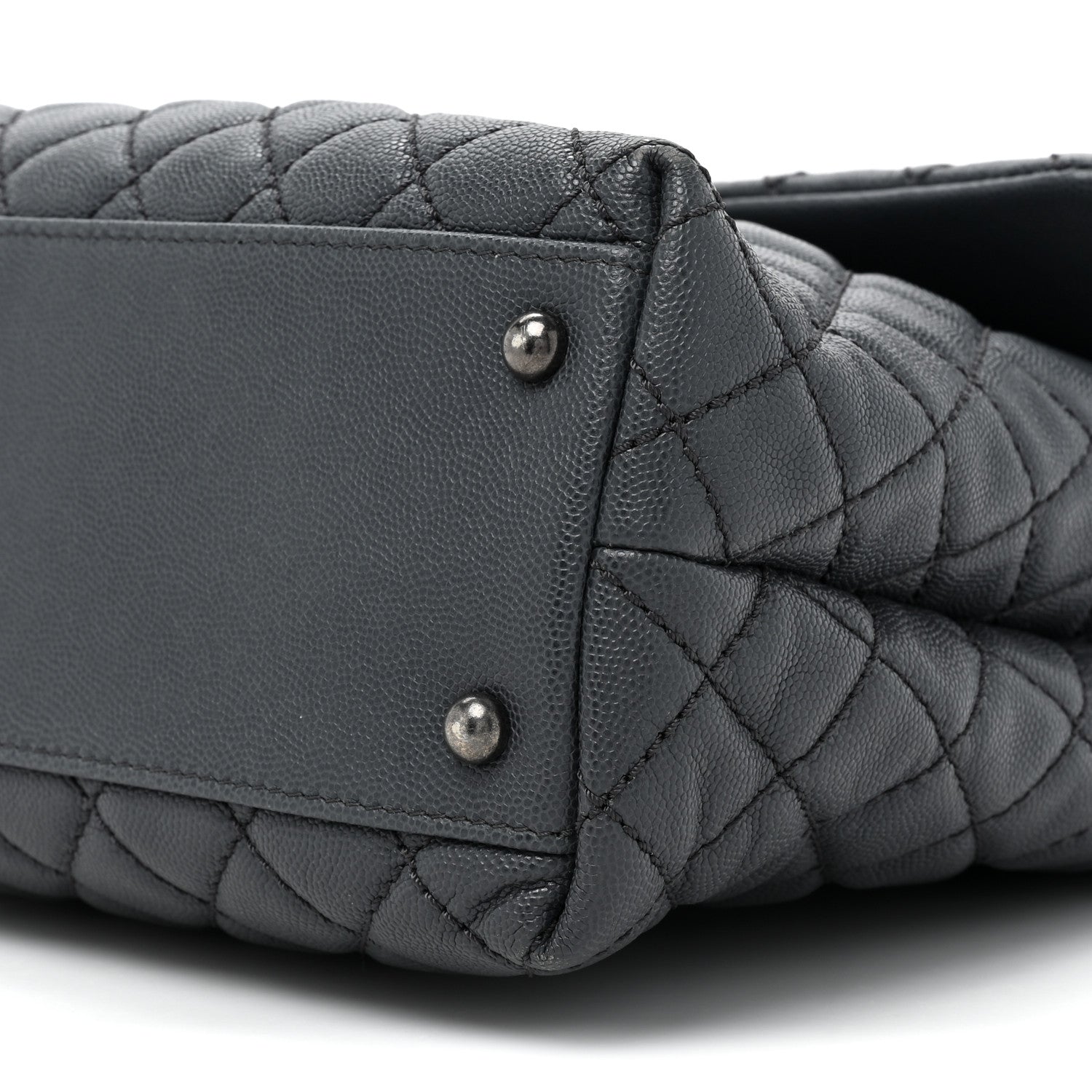 Chanel Caviar Lizard Quilted Large Coco Handle Flap Grey 10 of 16