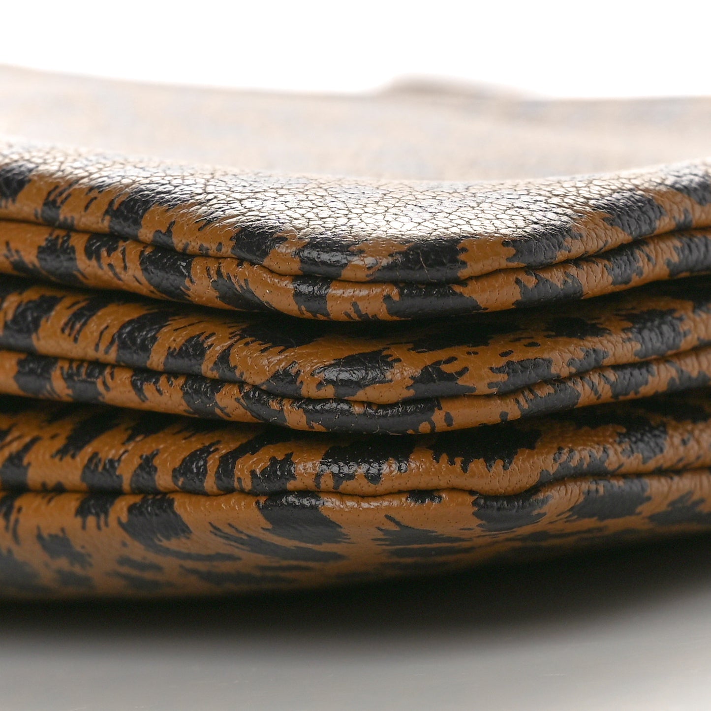 Goatskin Leopard Printed Small Trio Crossbody Bag Brown Black