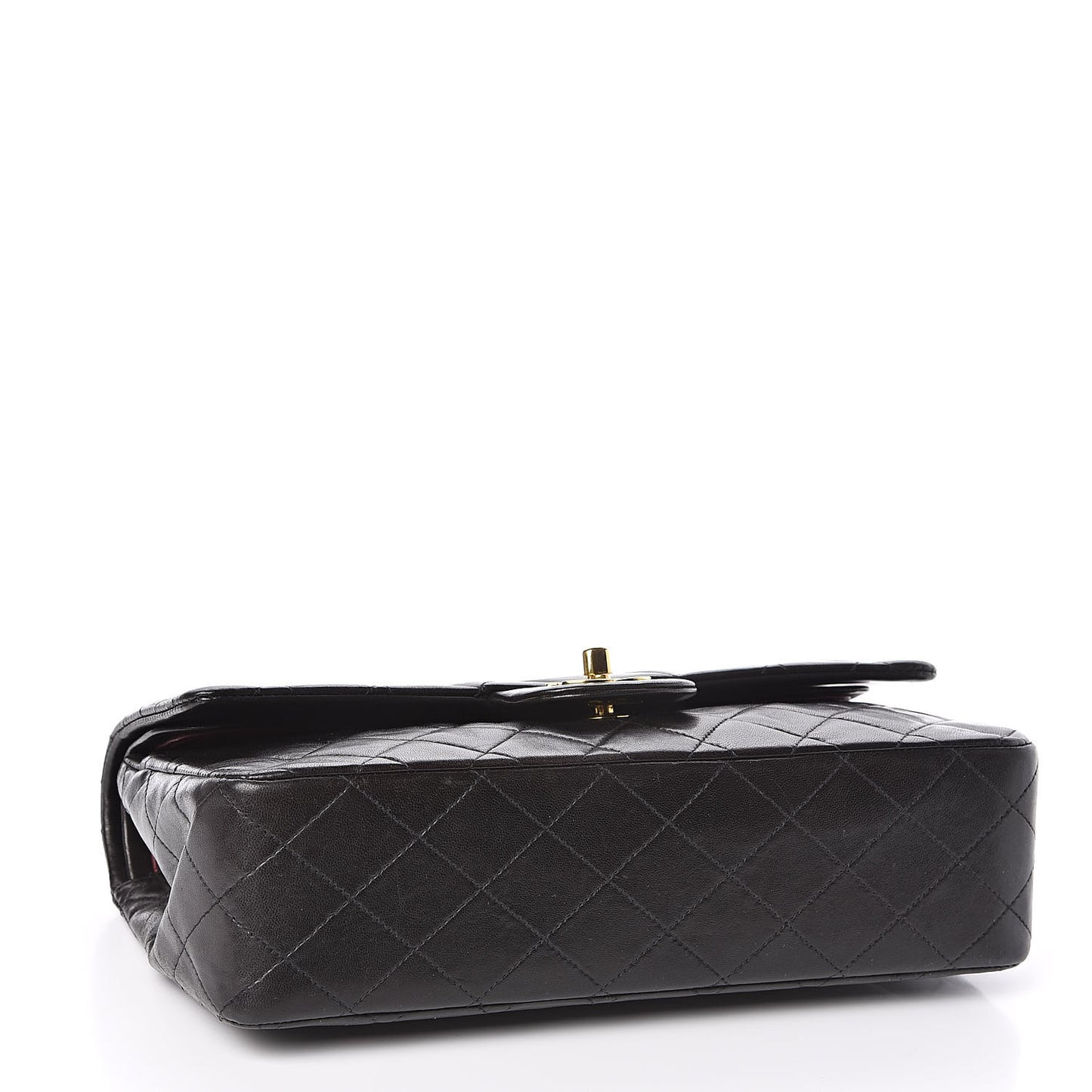Lambskin Quilted Medium Double Flap Black