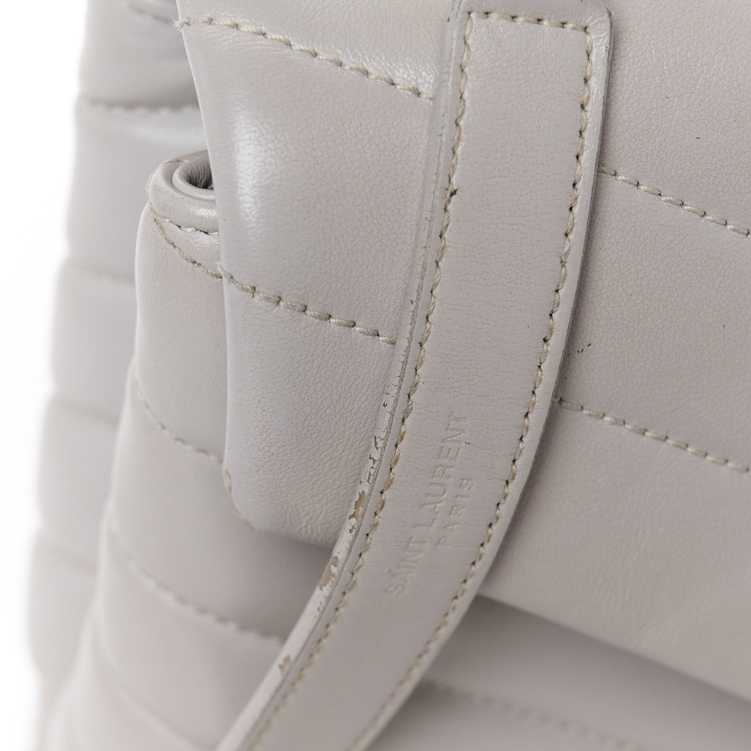 Saint Laurent Calfskin Y Quilted Monogram Small Loulou Chain Satchel Granite 12 of 14