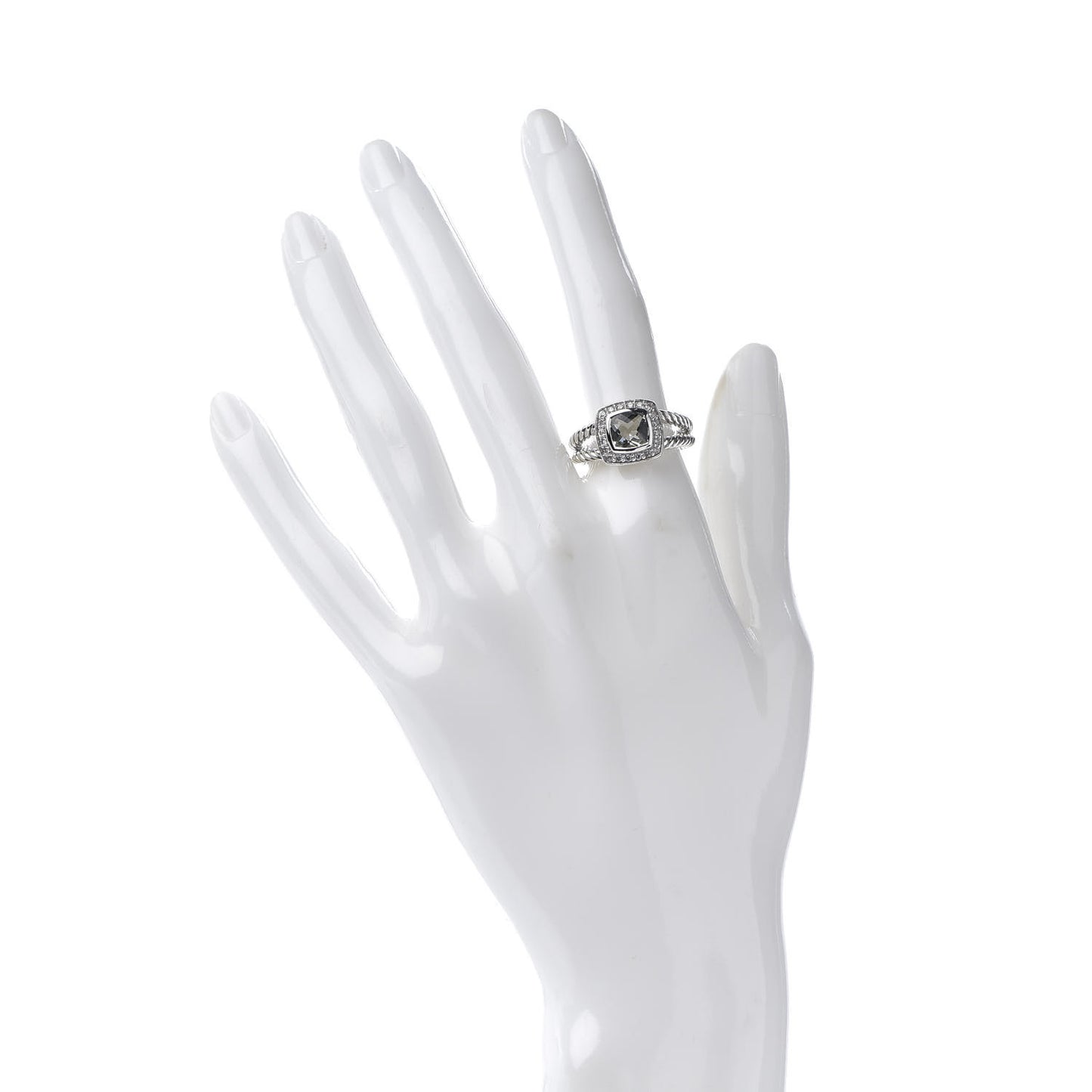 Sterling Silver Diamond Prasiolite 7mm Petite Albion Ring 54 7
