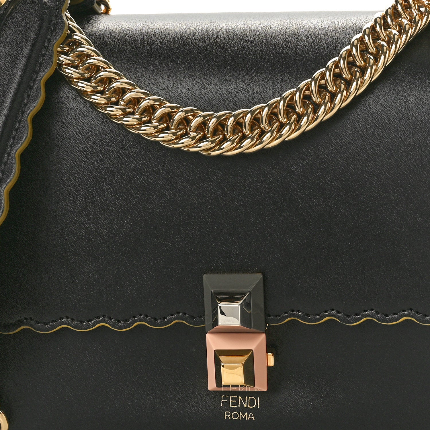 Fendi Vitello Liberty Scalloped Studded Small Kan I Shoulder Bag Black 8 of 10