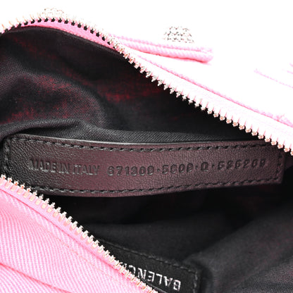 Balenciaga Washed Frayed Denim Crystal Le Cagole Shoulder Bag XS Denim Pink 7 of 10