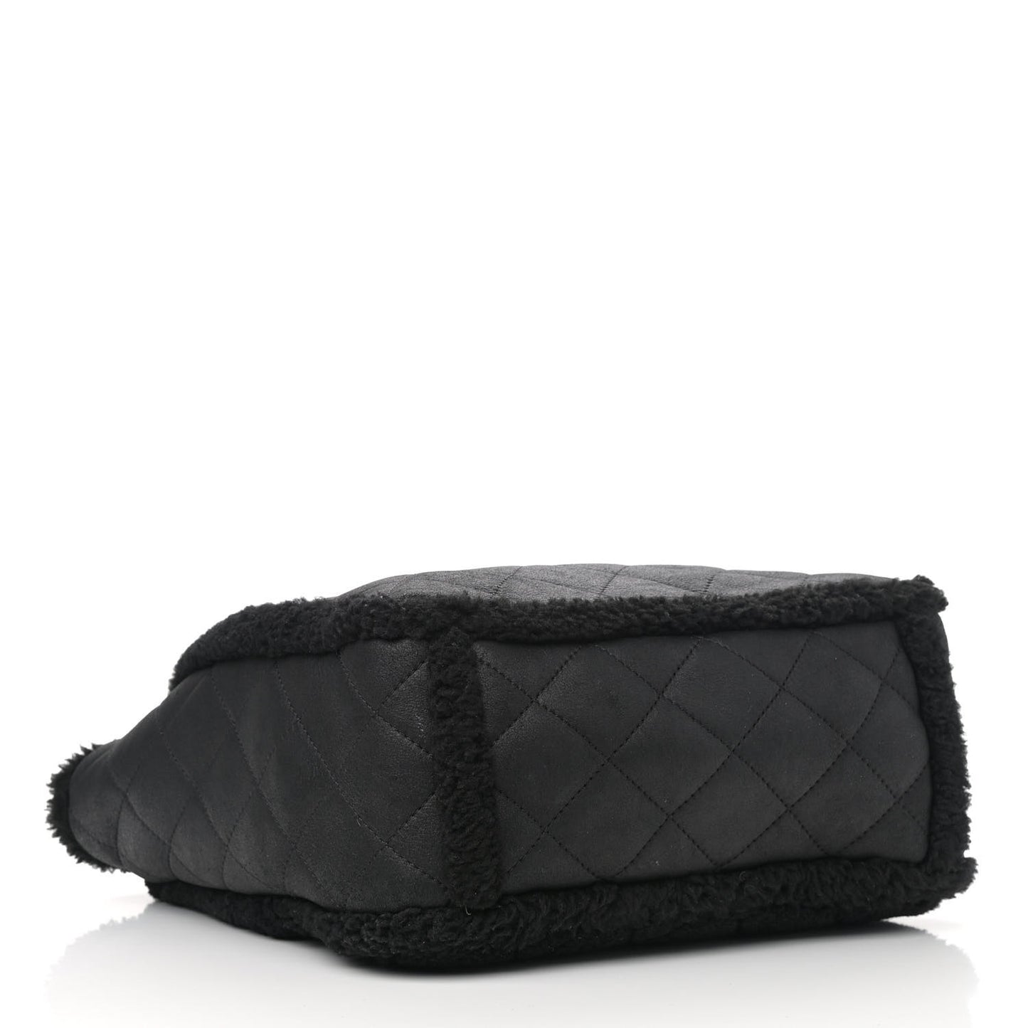 Lambskin Shearling Large Coco Neige Shopping Tote Black