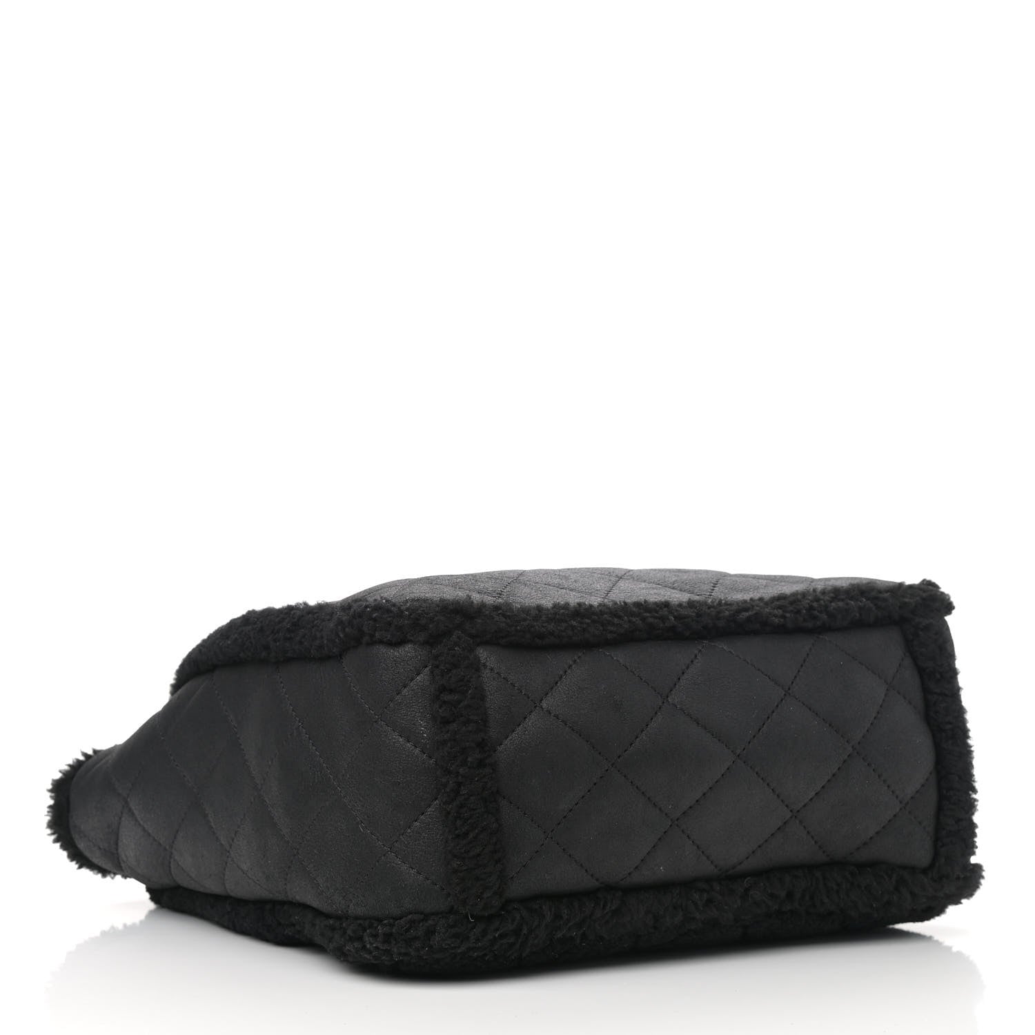 Chanel Lambskin Shearling Large Coco Neige Shopping Tote Black 4 of 10