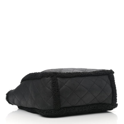 Chanel Lambskin Shearling Large Coco Neige Shopping Tote Black 4 of 10