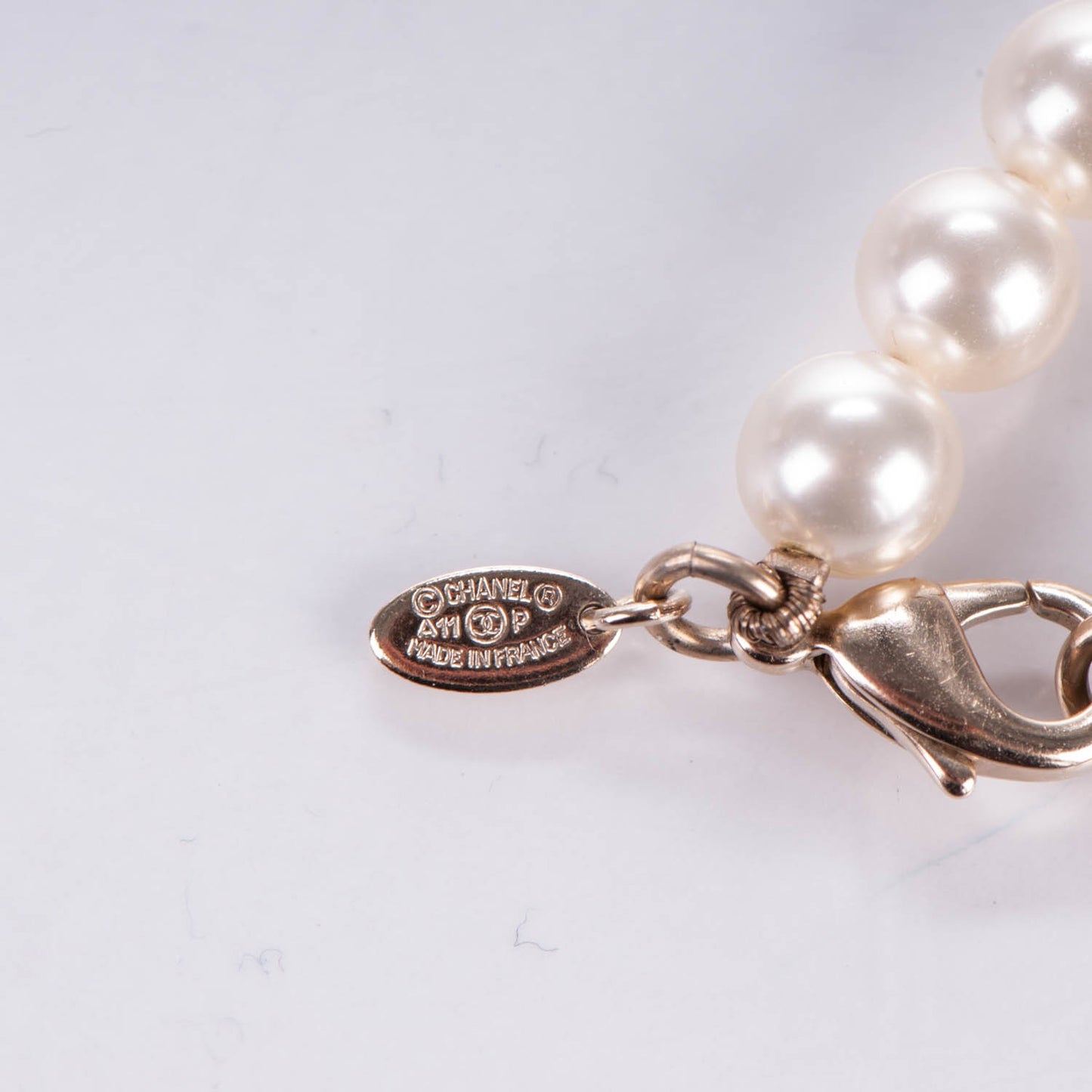 Crystal Pearl CC Bracelet Gold