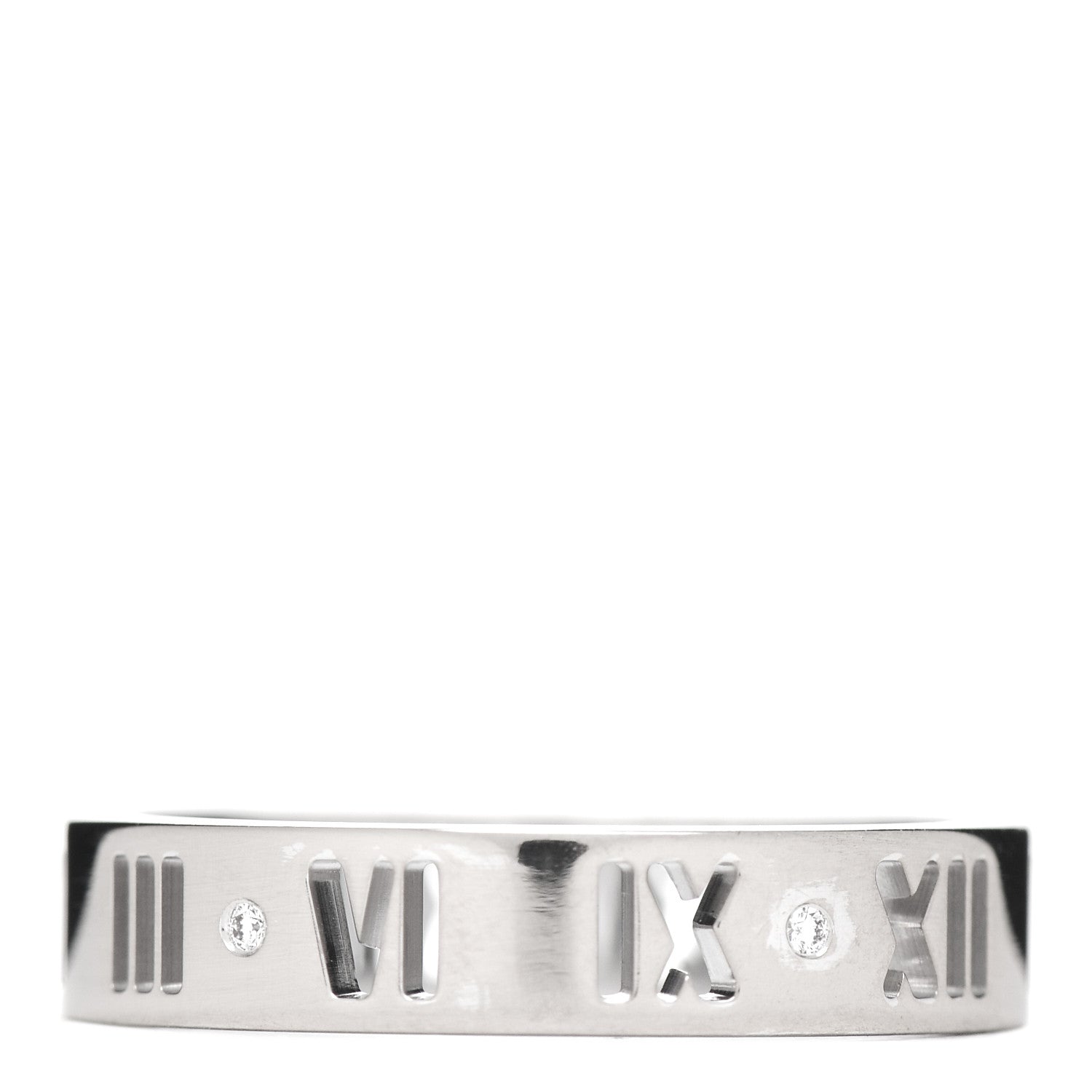 Tiffany 18K White Gold Diamond Atlas Pierced Ring 64 10.75 1 of 4