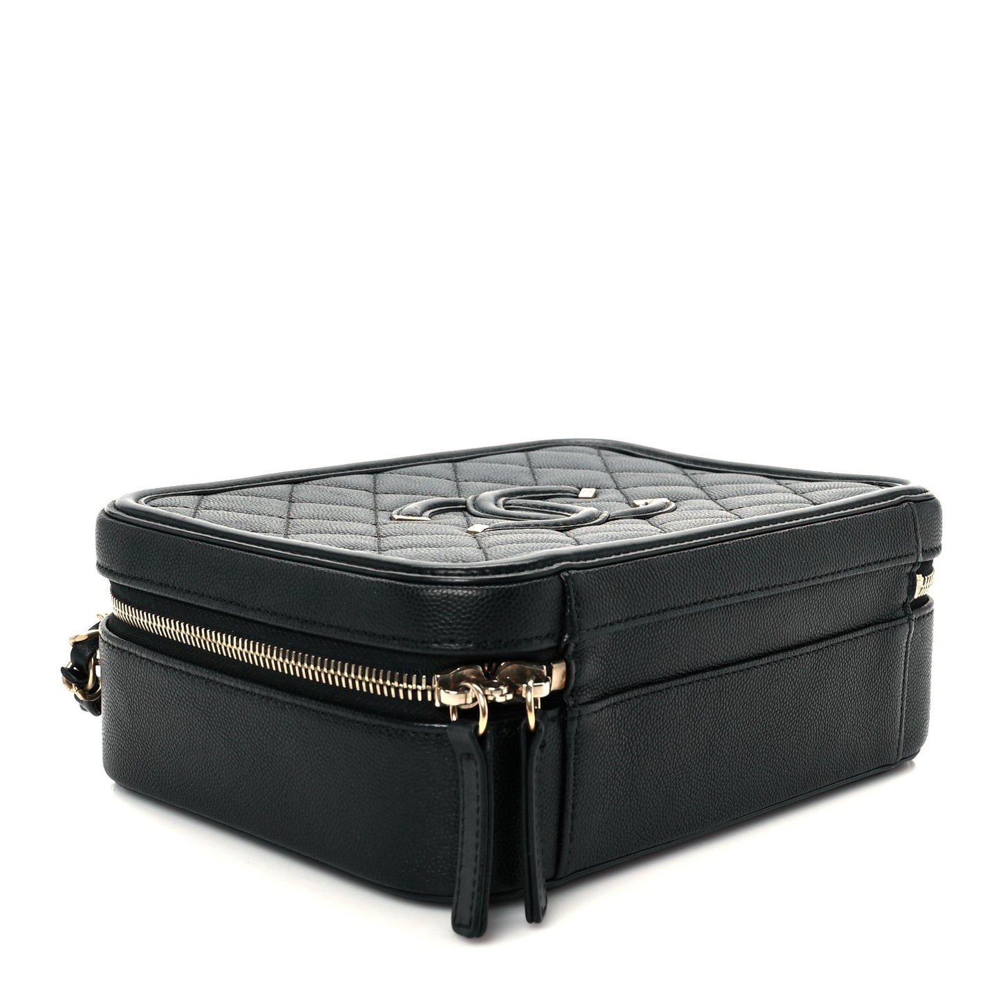 Caviar Quilted Medium CC Filigree Vanity Case Black