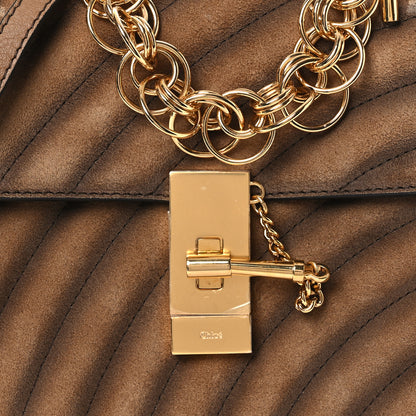 Chloe Suede Calfskin Quilted Drew Bijou Shoulder Bag Nut 8 of 13