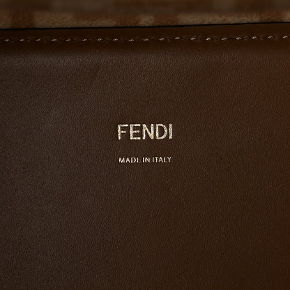Fendi Flannel Vitello King Wool Plexiglass FF Logo Embroidered Medium Fendi Sunshine Shopper Tote Brown 6 of 9