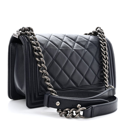 Chanel Lambskin Quilted Medium Boy Flap Navy 3 of 11
