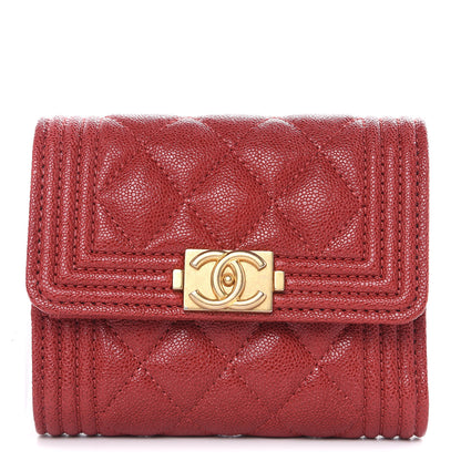 Chanel Caviar Quilted Compact Boy Wallet Red 1 of 8