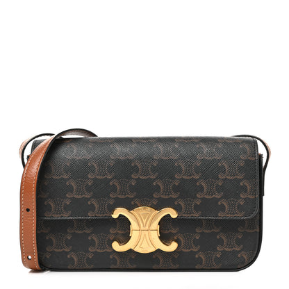 Celine Canvas Calfskin Triomphe Shoulder Bag Tan 3 of 17