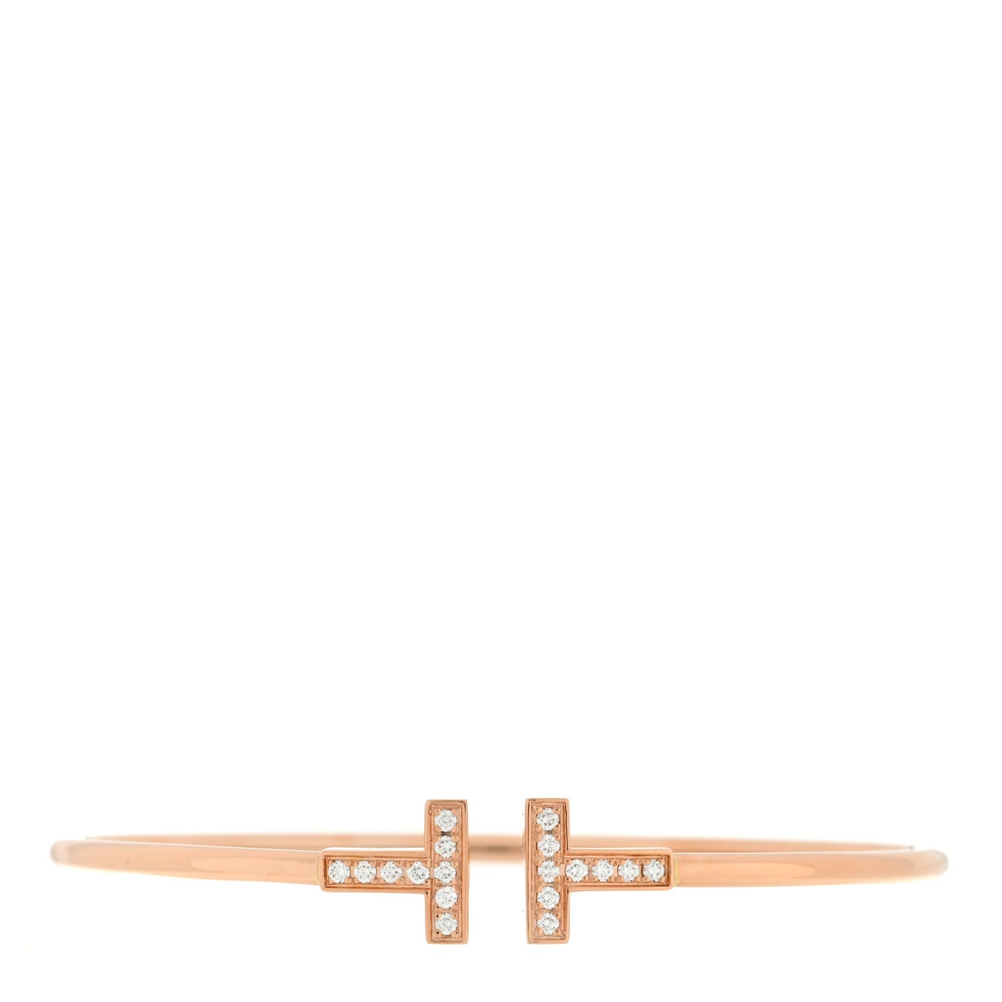 18K Rose Gold Diamond T Wire Bracelet