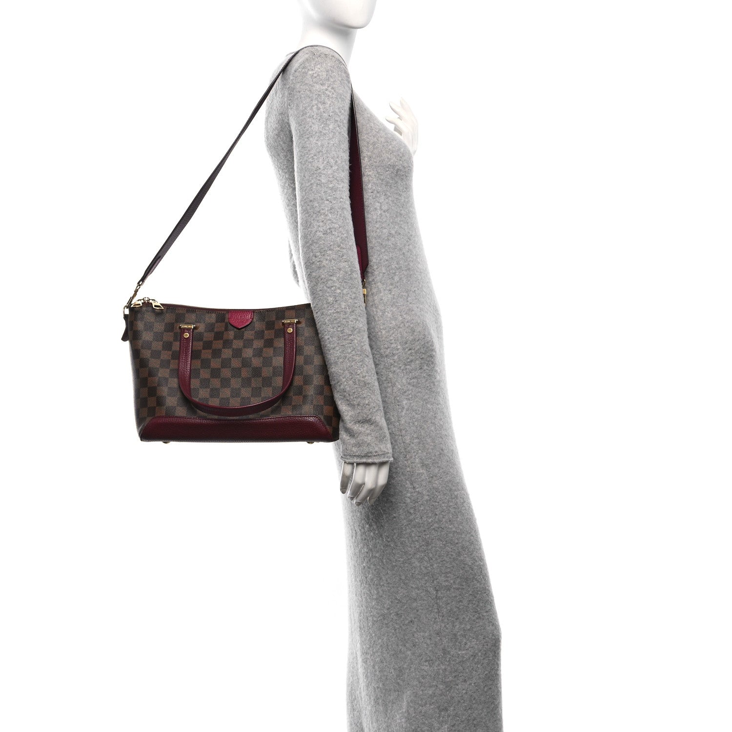 Louis Vuitton Damier Ebene Cuir Taurillon Hyde Park Fuchsia 2 of 10
