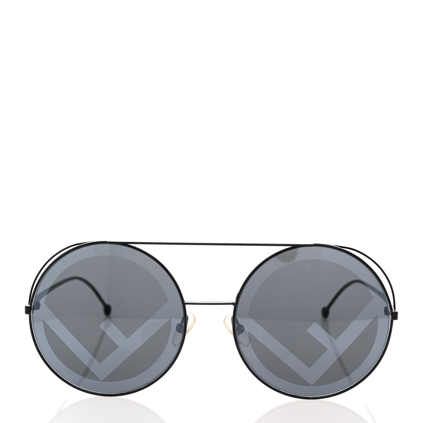 Metal F is Fendi Printed Run Away Round Frame Sunglasses FF 0285/S Black