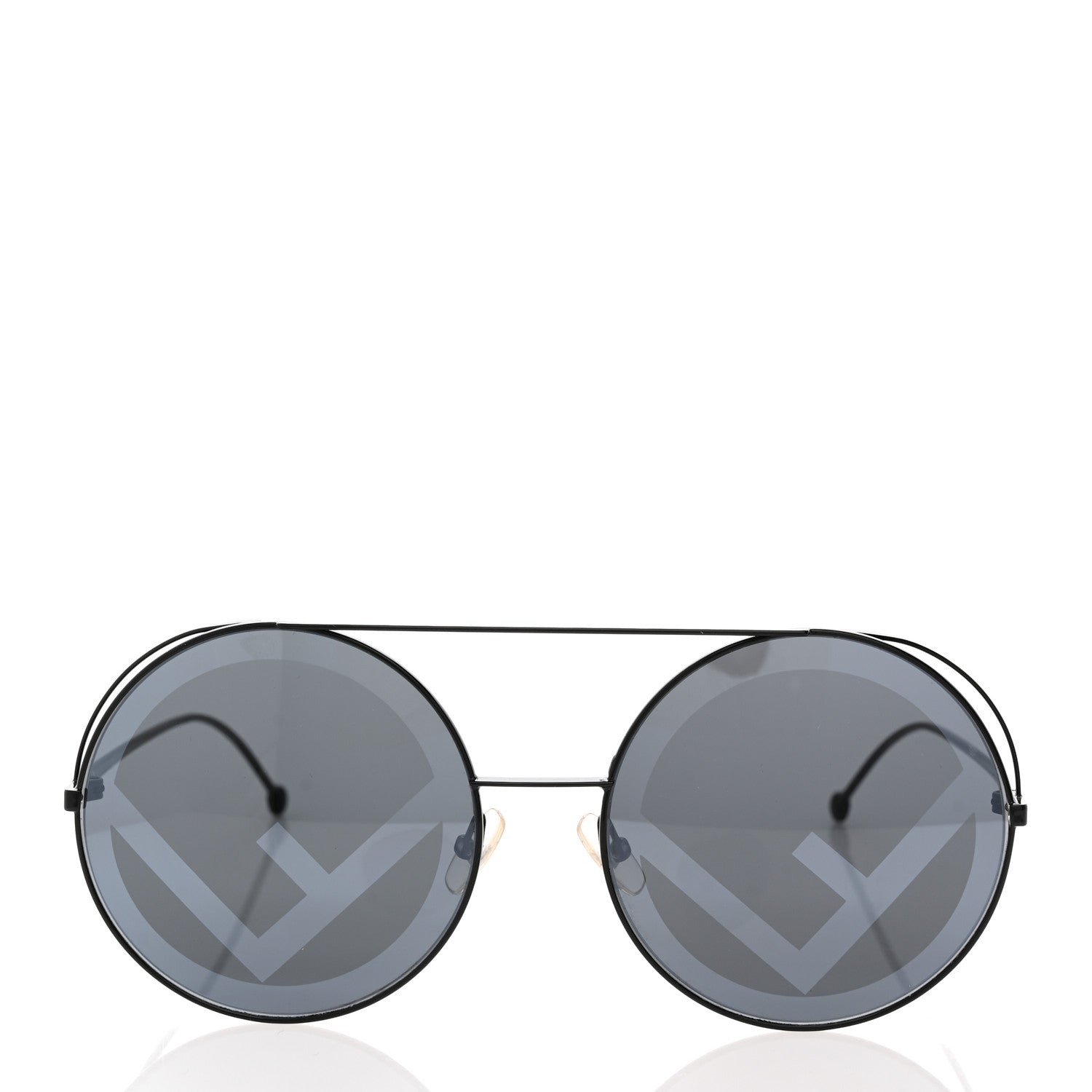 Fendi Metal F is Fendi Printed Run Away Round Frame Sunglasses FF 0285/S Black 2 of 8