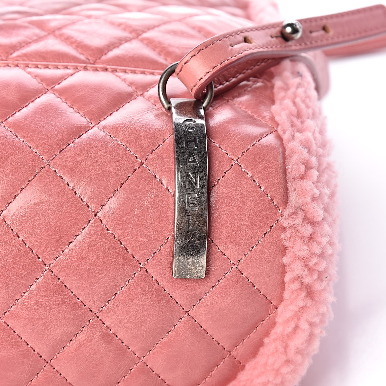 Chanel Glazed Calfskin Shearling Quilted Small Mountain Backpack Pink 13 of 13