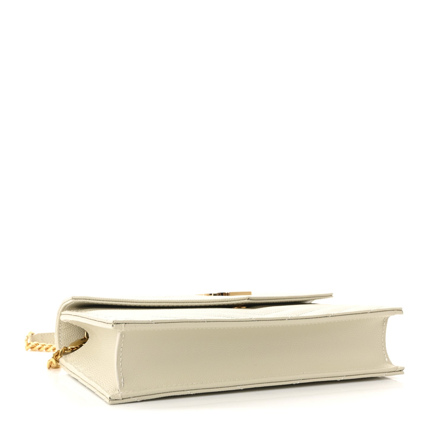 Grain De Poudre Matelasse Chevron Monogram Envelope Chain Wallet Crema Soft