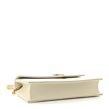 Saint Laurent Grain De Poudre Matelasse Chevron Monogram Envelope Chain Wallet Crema Soft 3 of 7