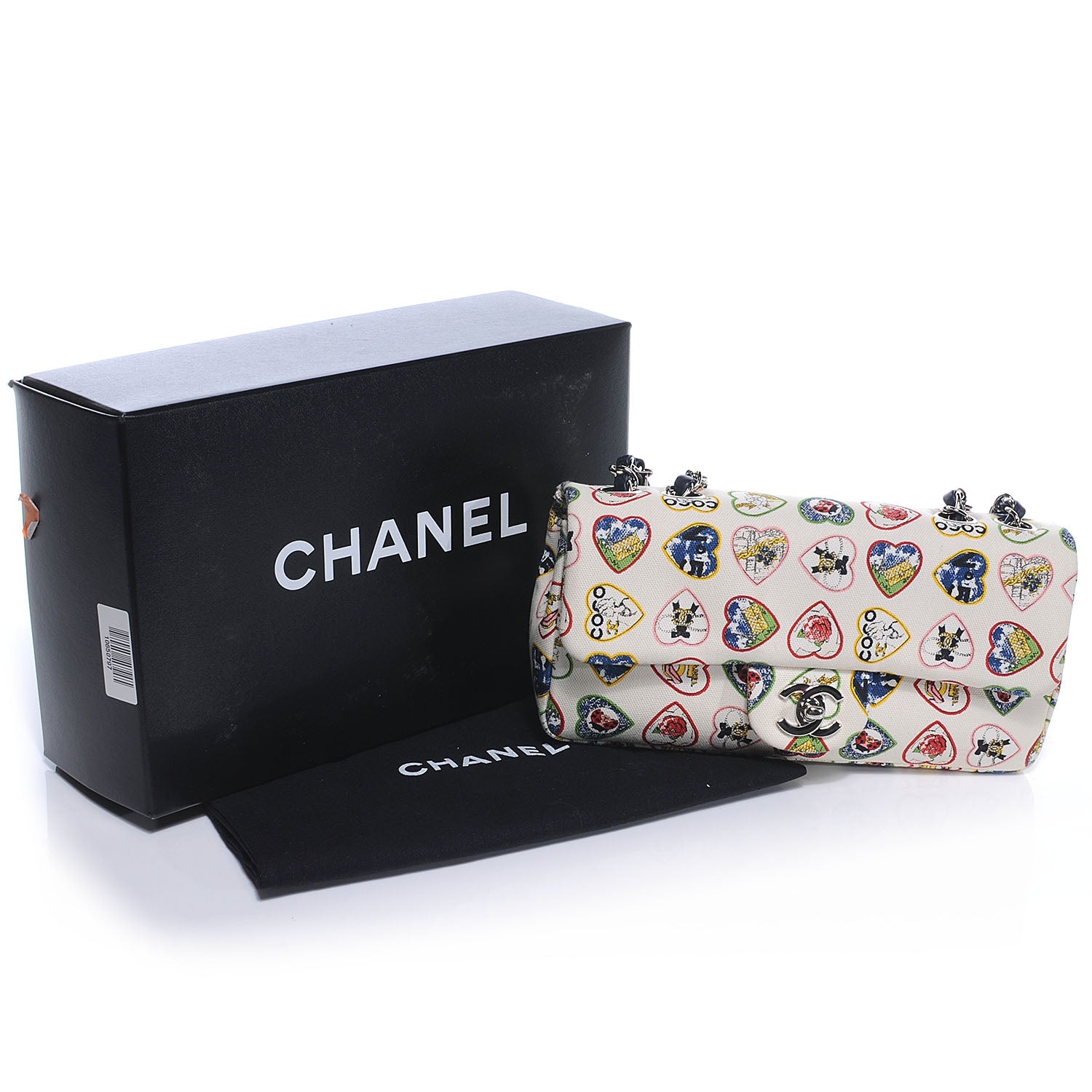 Chanel Canvas Coco Hearts East West Flap 5 of 8