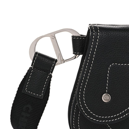 Christian Dior X KAWS Grained Calfskin Saddle Wristlet Black 8 of 10