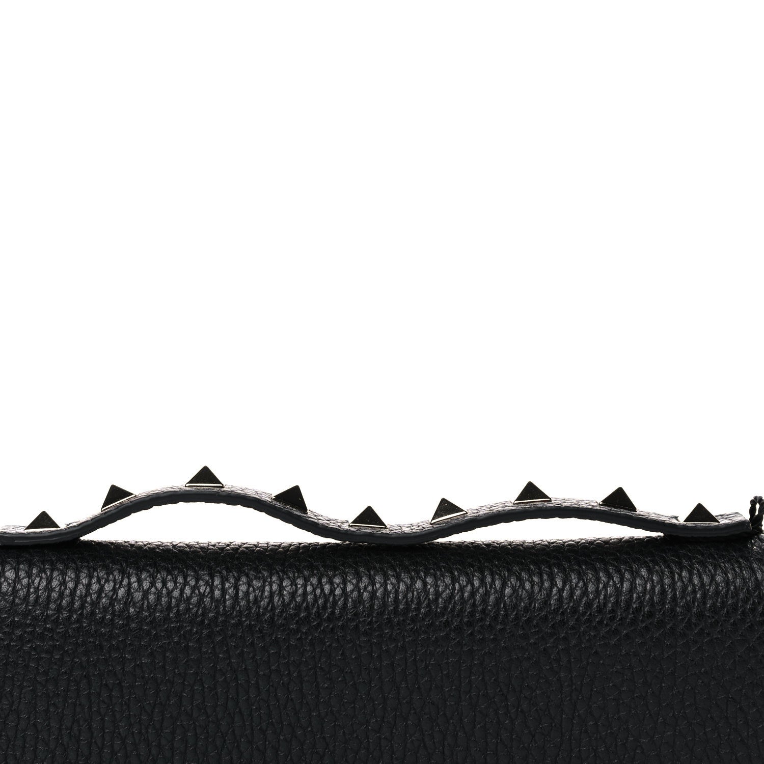 Valentino Garavani Pebbled Calfskin Rockstud Flip Lock Wallet On Chain Black 14 of 15