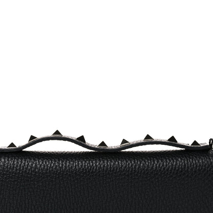 Valentino Garavani Pebbled Calfskin Rockstud Flip Lock Wallet On Chain Black 14 of 15