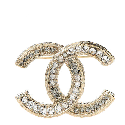Chanel Crystal CC Brooch Pin Light Gold 1 of 4