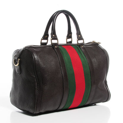 Gucci Calfskin Vintage Web Medium Boston Dark Brown 3 of 8