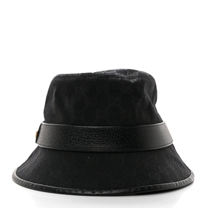 Gucci Monogram Textured Dollar Calfskin GG Jago Bucket Hat M Black 7 of 11