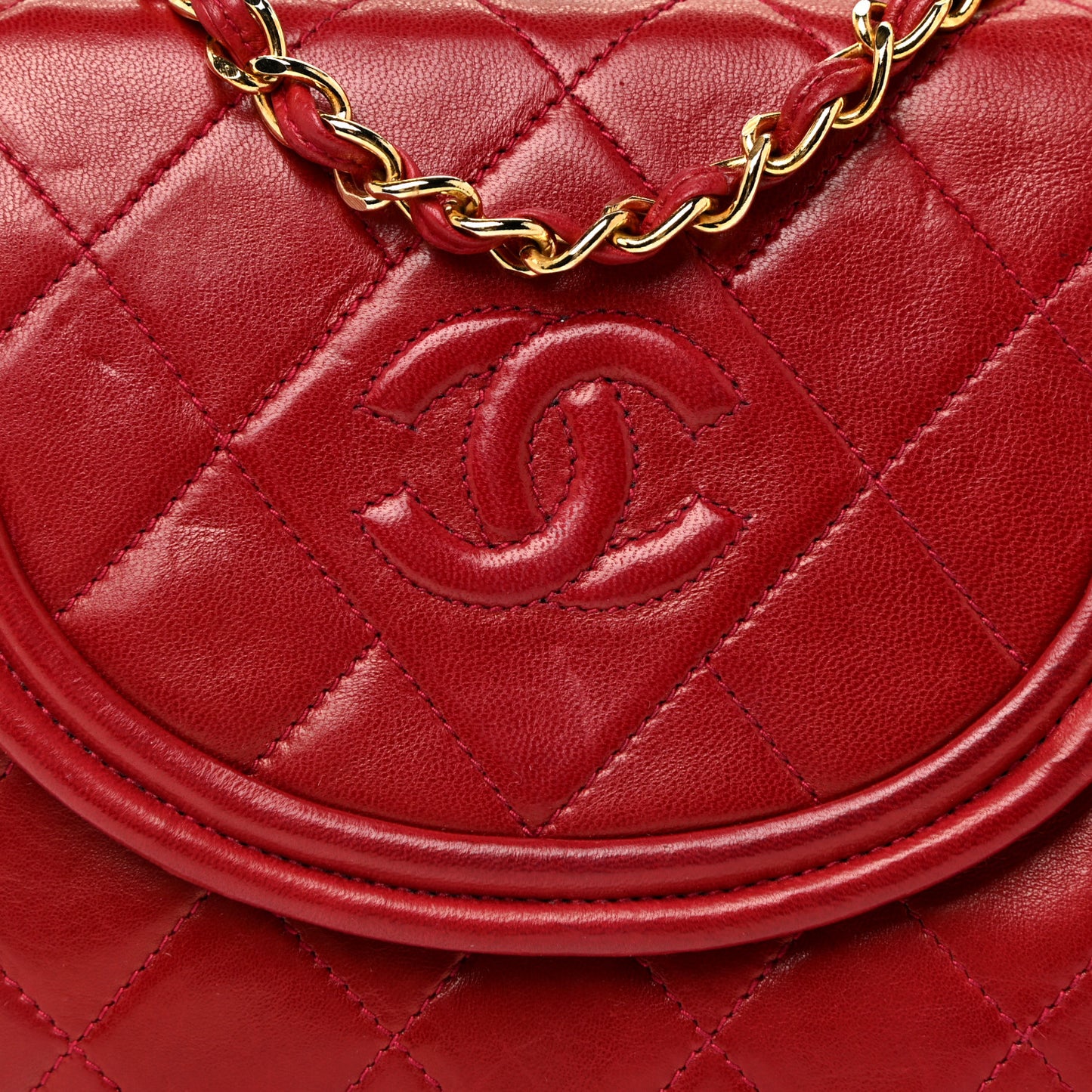 Lambskin Quilted Flap Tassel Camera Bag Red