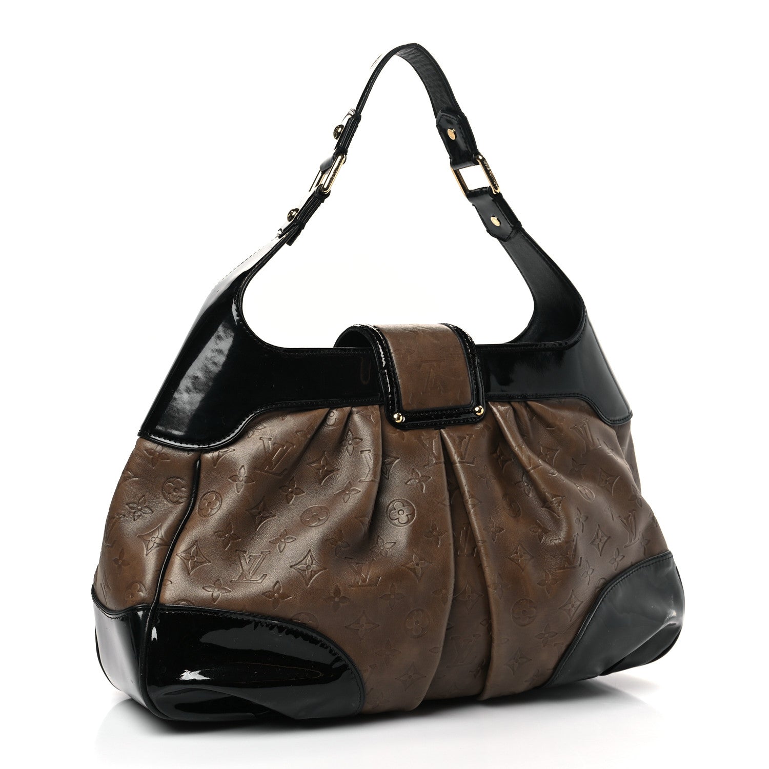 Louis Vuitton Monogram Embossed Polly Hobo Taupe 3 of 8