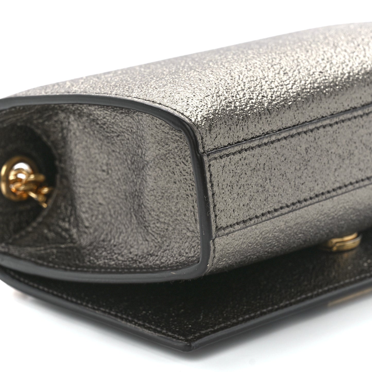 Metallic Calfskin Small Classic Monogram Kate Satchel Pewter