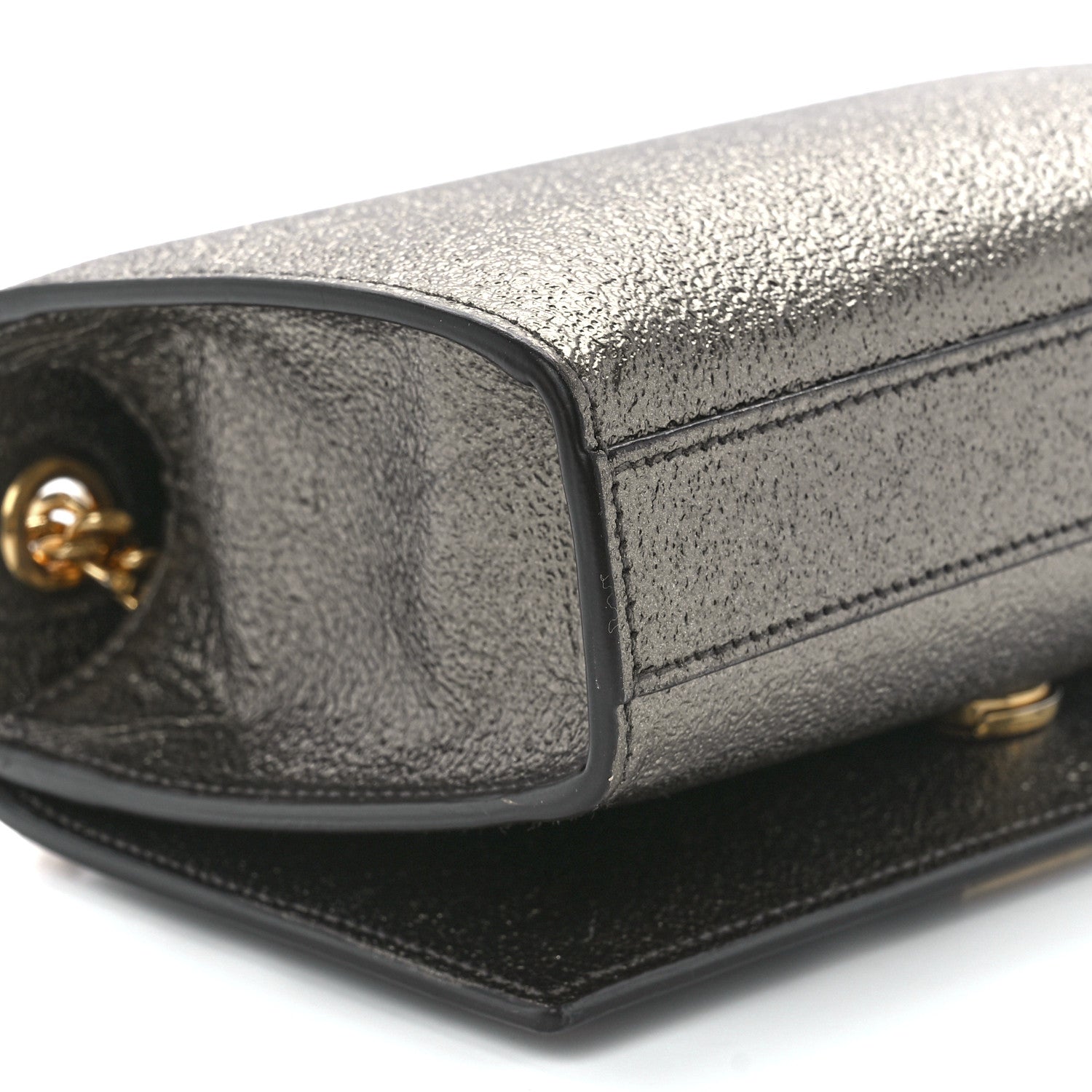 Saint Laurent Metallic Calfskin Small Classic Monogram Kate Satchel Pewter 8 of 9