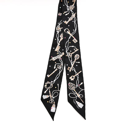 Hermes Silk Les Cles A Pois Twilly Black Beige Rose Multicolor 2 of 4