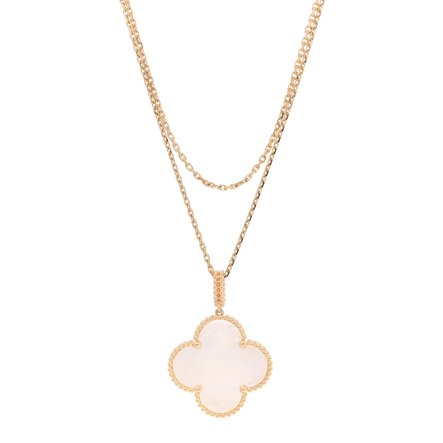 Van Cleef & Arpels 18K Yellow Gold Mother of Pearl Magic Alhambra Long Necklace 1 of 6