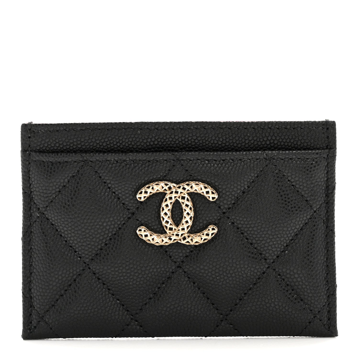 Chanel Caviar Metal Perforated Quilted Card Holder Black 1 of 10