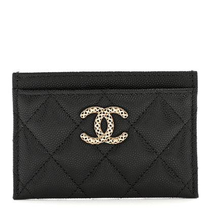 Chanel Caviar Metal Perforated Quilted Card Holder Black 1 of 10